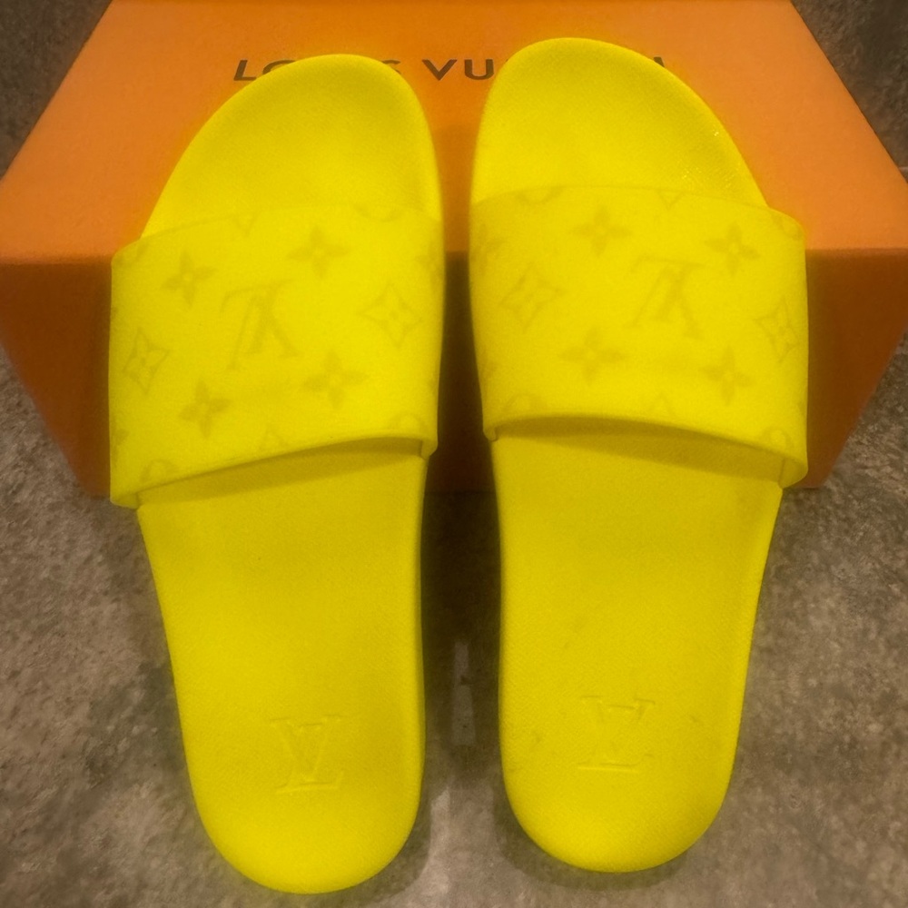 Louis Vuitton Neon Yellow Slides
